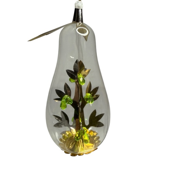 Vintage Ornament Resl Lenz Pear Tree Christmas 60s Germany Glass Retro Foil - Picture 3 of 7